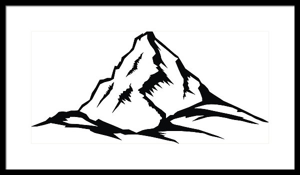 600x350 mountain peak, landscape series framed print - Mountain Peak Drawing