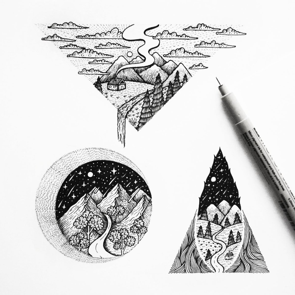 Mountain Pen Drawing at PaintingValley.com | Explore collection of ...