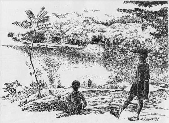 640x468 michael garr artwork view from rattlesnake mountain original - Mountain Pen Drawing