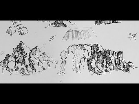 480x360 Pen Ink Drawing Tutorials How To To Draw Mountains - Mountain Pen Drawing