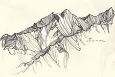 235x158 Pen And Ink - Mountain Pen Drawing