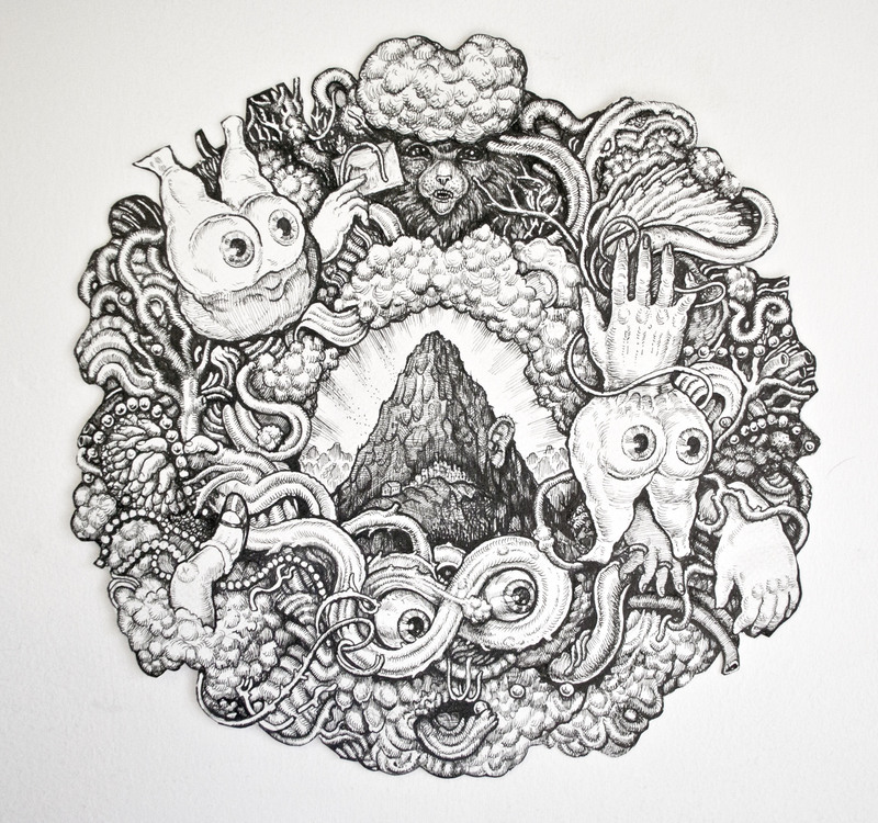 800x750 Artwork - Mountain Pen Drawing