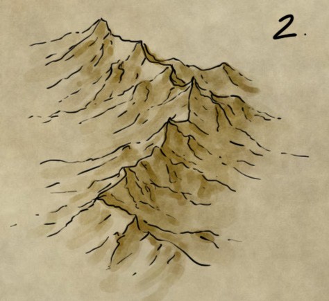 474x435 how to draw, shade, and colour a mountain range - Mountain Range Drawing