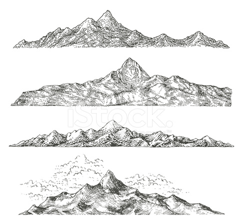 480x440 Mountain Drawings Stock Vector - Mountain Range Drawing