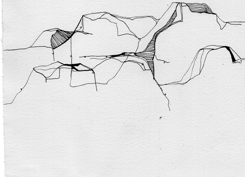 1000x720 Mountain Range, Original Drawing, Marcy Ellis - Mountain Range Drawing