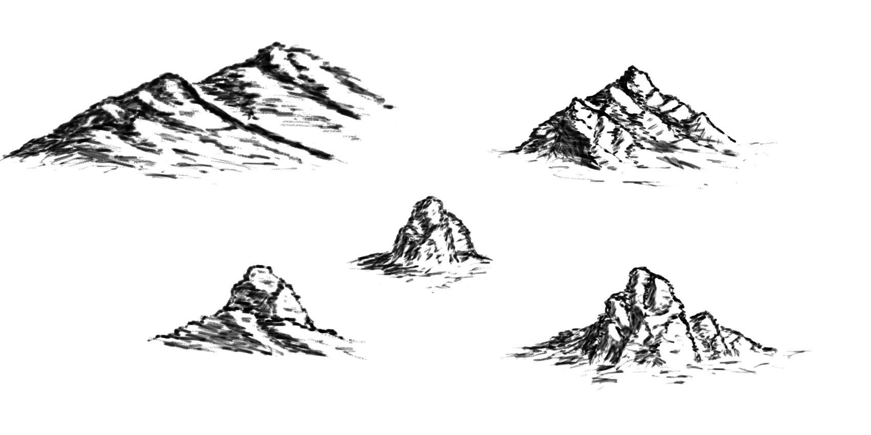 1701x850 Mountain Range Outline Drawing - Mountain Range Drawing