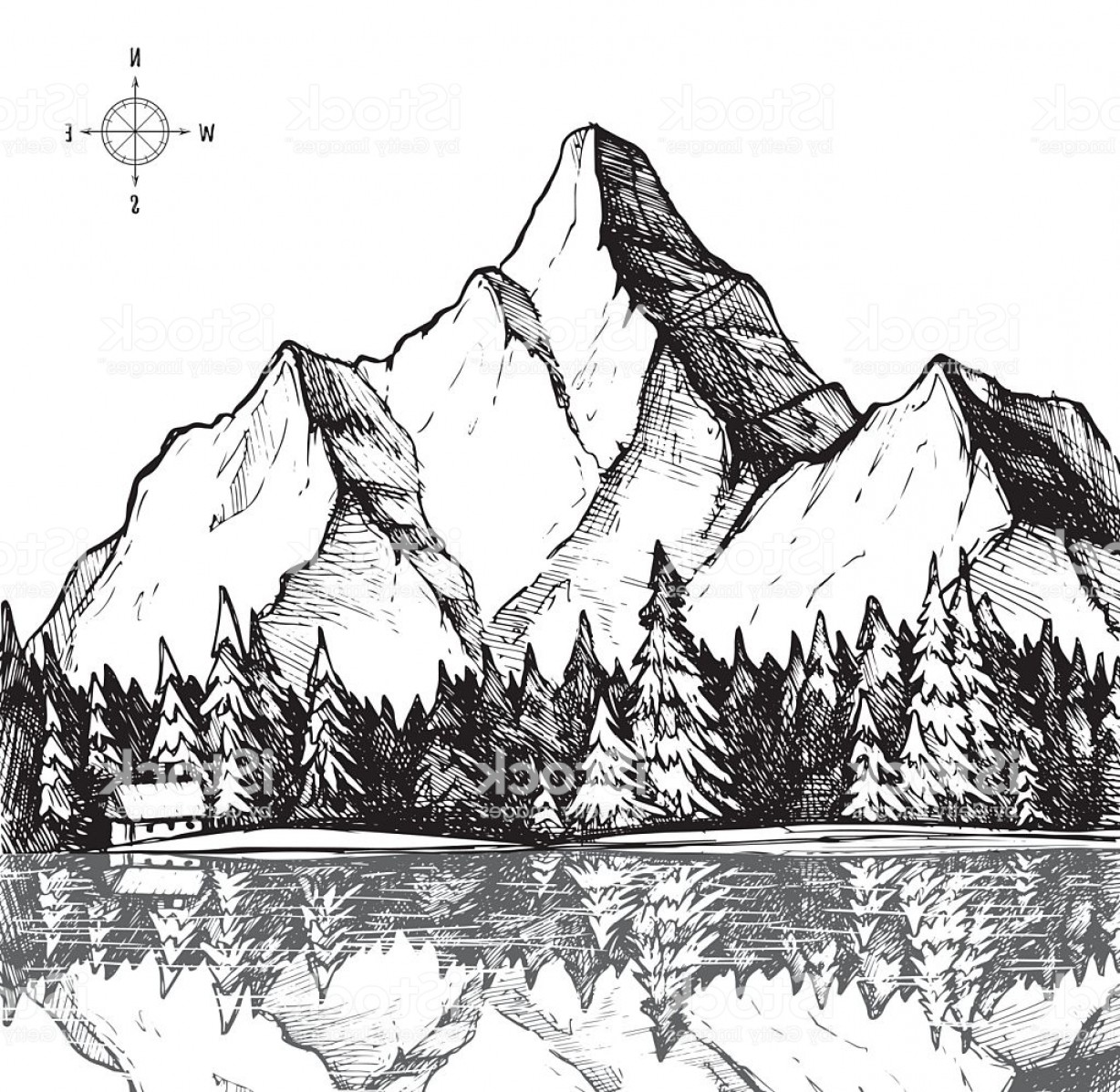 Mountain Range Line Drawing at PaintingValley.com | Explore collection
