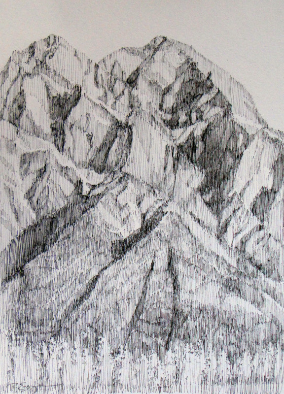 Mountain Range Line Drawing at PaintingValley.com | Explore collection