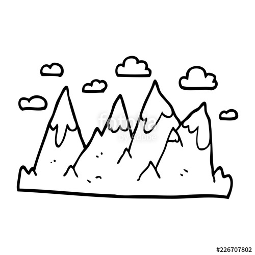 500x500 line drawing cartoon mountain range stock image and royalty free - Mountain Range Line Drawing