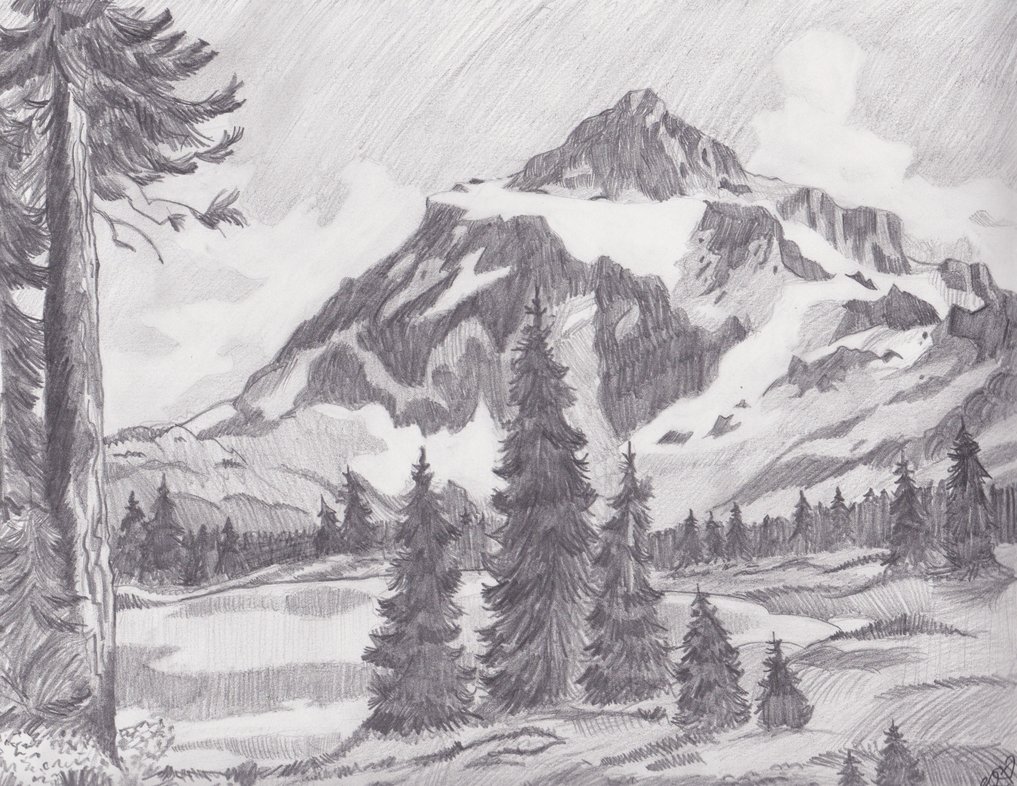 1017x786 Mountain Drawing Scenery For Free Download - Mountain Scenery Drawing