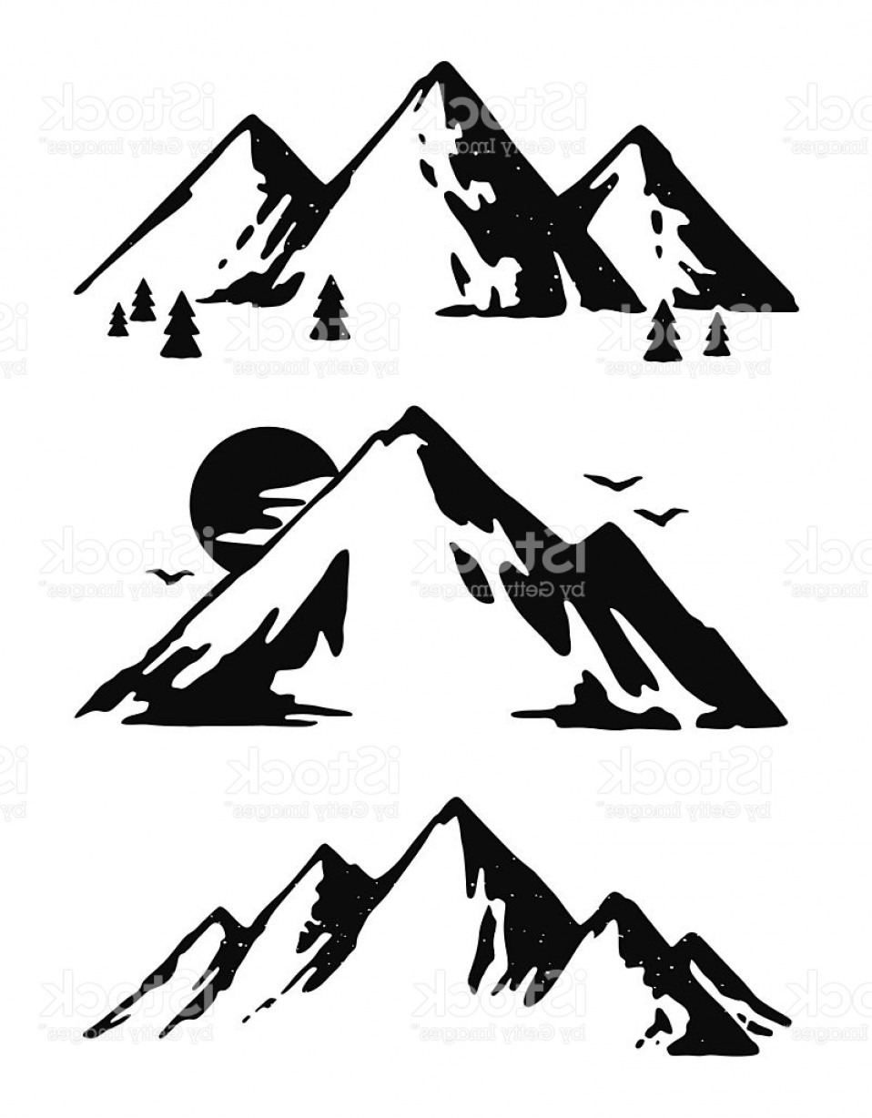 958x1228 Silhouette Drawing Mountain For Free Download - Mountain Silhouette Drawing