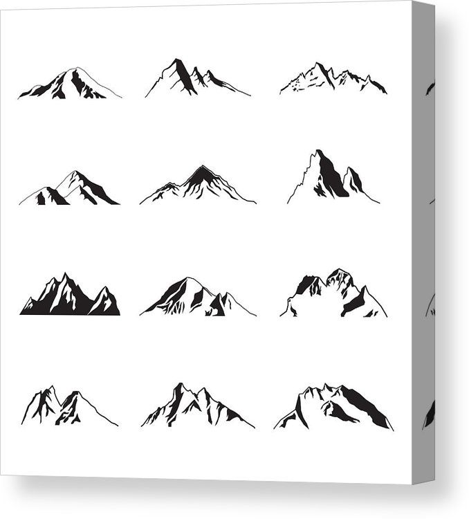 678x750 mountain silhouette landscape icon peak illustration set canvas - Mountain Silhouette Drawing