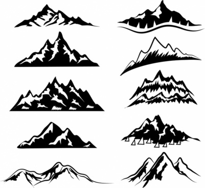401x368 Mountain Free Vector Download - Mountain Silhouette Drawing