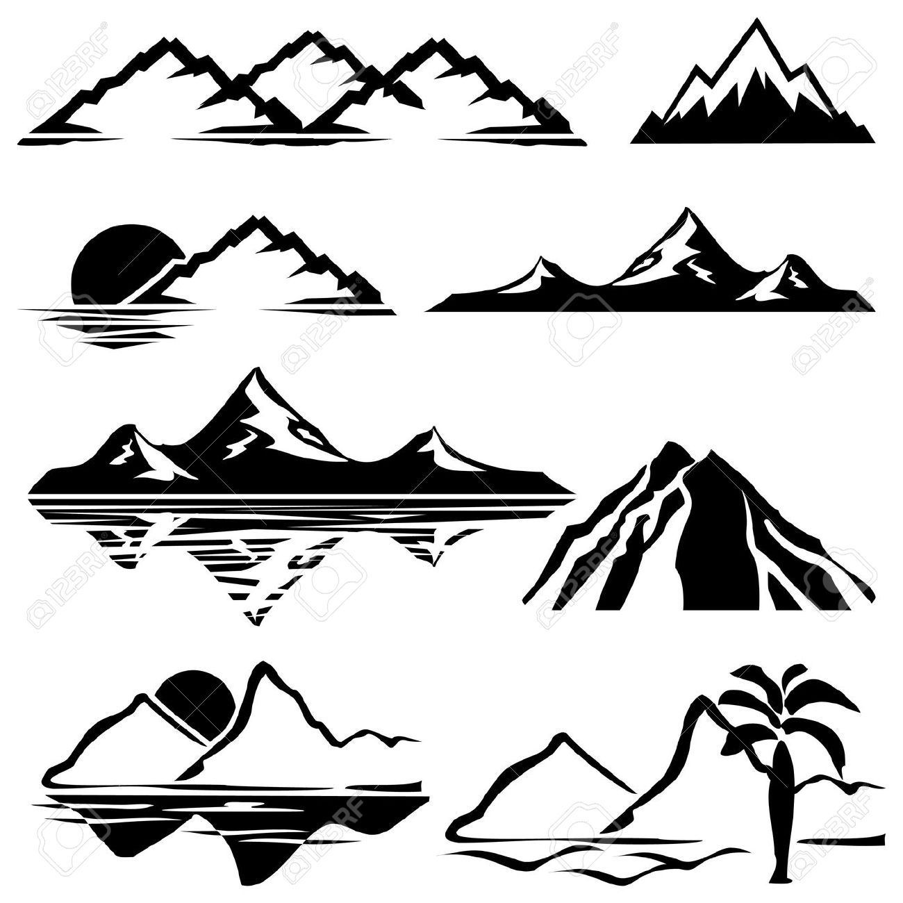 1300x1300 Mountain Silhouette - Mountain Silhouette Drawing