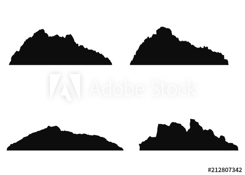 500x357 Mountains Silhouette Drawing Isolated On White Background - Mountain Silhouette Drawing