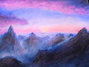300x225 Mountain Sunset Drawings Fine Art America - Mountain Sunset Drawing
