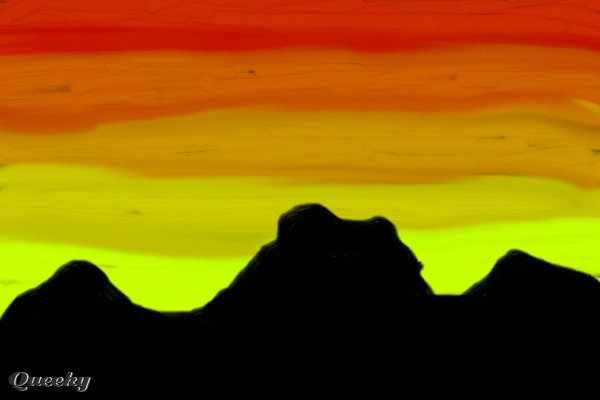 600x400 mountain sunset an abstract speedpaint drawing - Mountain Sunset Drawing