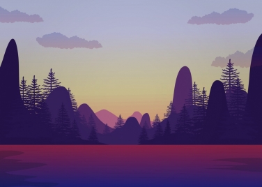 376x268 Mountain Sunset Vectors Stock For Free Download - Mountain Sunset Drawing