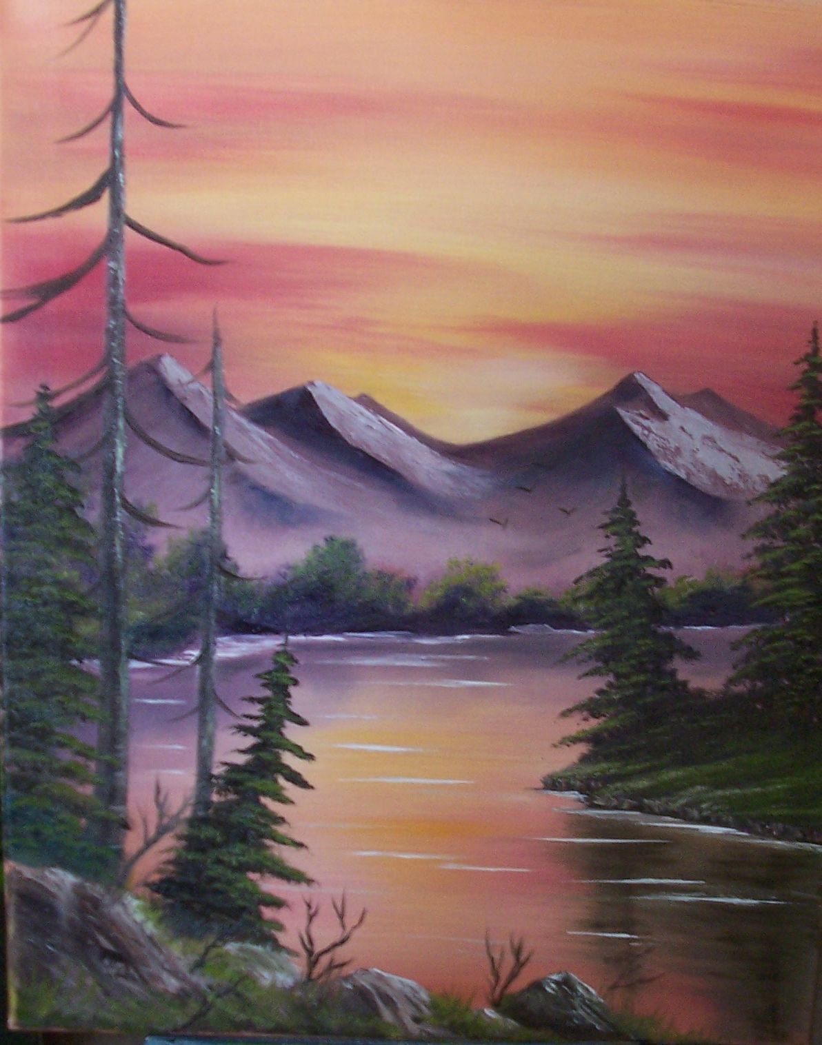 1192x1516 Sunset Mountain Paintings For Sale, Classes - Mountain Sunset Drawing