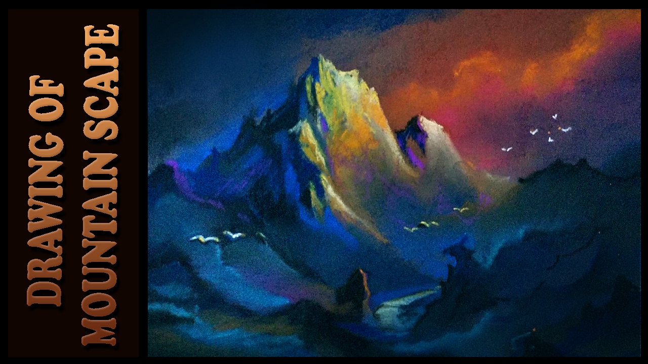 1280x720 How To Draw Dramatic Mountain Scenery Landscape Drawing - Mountain Sunset Drawing