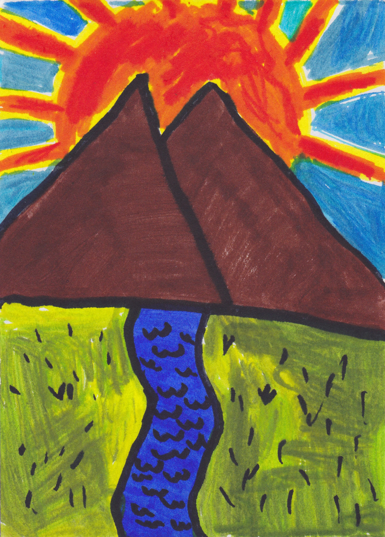 757x1055 mountain valley drawing - Mountain Valley Drawing