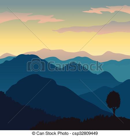 450x470 Mountain View Vector - Mountain View Drawing