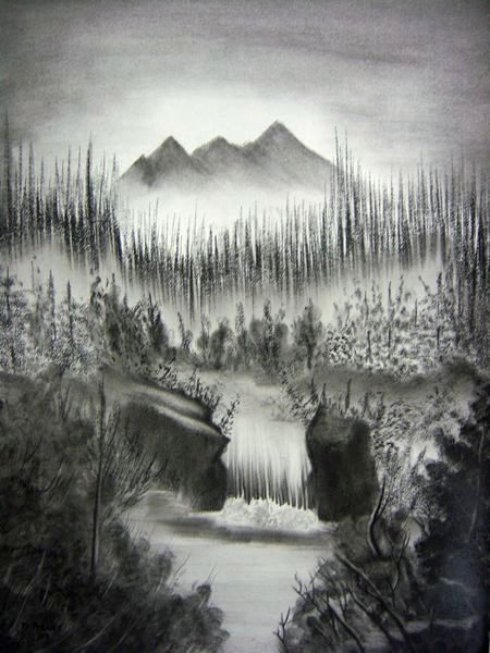 450x600 Tattoos Drawings, Pencil Drawings, Mountain - Mountain View Drawing