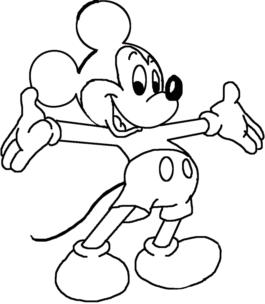 900x1033 Cartoon Drawing Of Mickey Mouse And Mickey Mouse Easy Drawing Draw - Mouse Cartoon Drawing