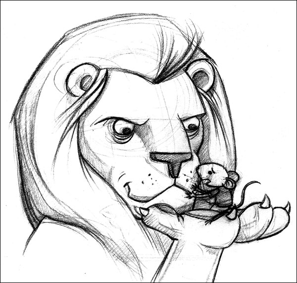 600x573 The Lion And The Mouse Drawing Dani Jones - Mouse Drawing