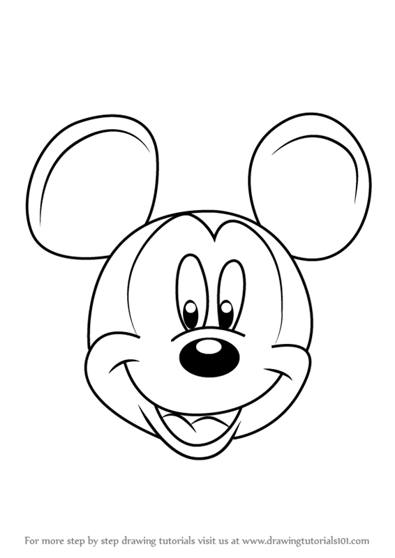 566x800 Learn How To Draw Mickey Mouse Face From Mickey Mouse Clubhouse - Mouse Face Drawing