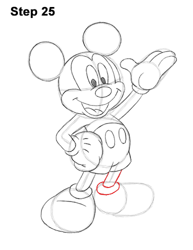 386x500 How To Draw Mickey Mouse - Mouse Line Drawing