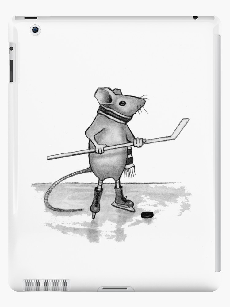 750x1000 Mouse Playing Hockey, Pencil Drawing Ipad Cases Skins - Mouse Pencil Drawing
