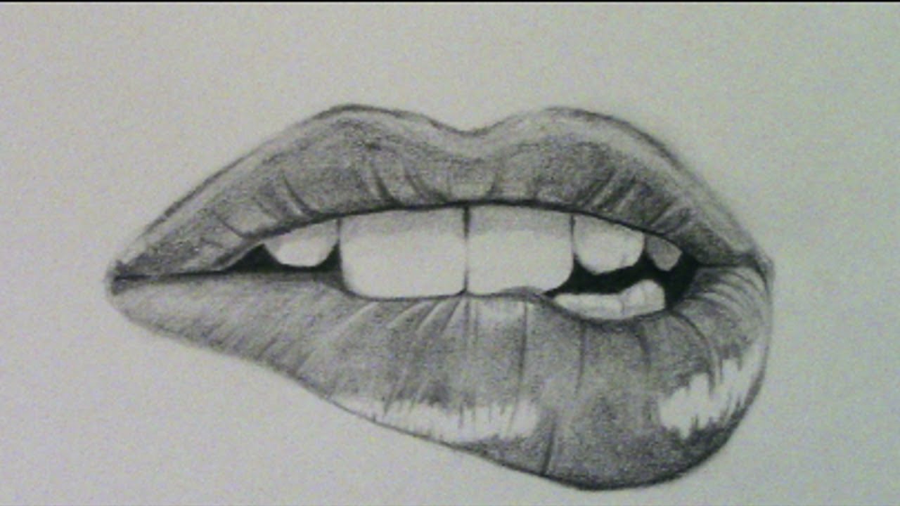 1280x720 realistic mouth drawing with pencil - Mouth Drawing