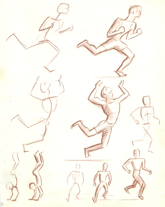 526x661 how to draw the movement of shapes and people's figures - Movement Drawing