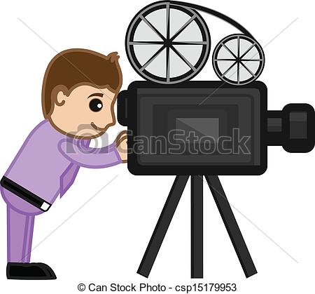 450x419 drawing art of movie director shooting film with movie camera - Movie Camera Drawing
