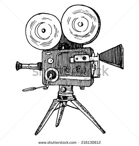 450x470 Vintage Cinema Camera Drawings - Movie Camera Drawing
