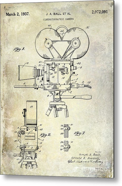 494x752 movie camera patent metal print - Movie Camera Drawing