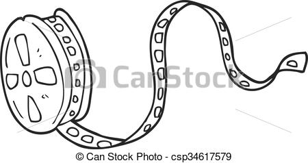 450x238 Freehand Drawn Black And White Cartoon Movie Film - Movie Film Drawing
