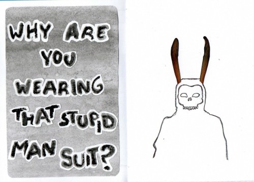 500x358 Drawing Film Black And White Quotes Movie Donnie Darko Sketchbook - Movie Film Drawing