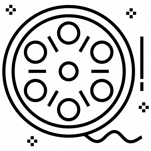512x512 black film, film reel, movie reel, tape reel, vintage reel icon - Movie Reel Drawing