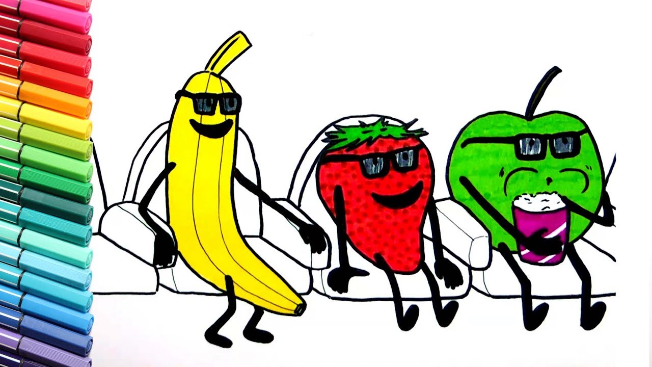 1280x720 Fruity Friends - Movie Theater Drawing