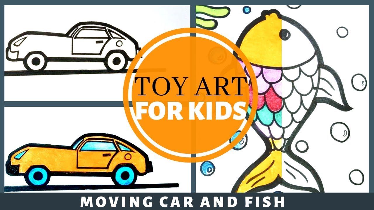1280x720 Moving Toy Car Fish Coloring And Drawing For Kids Sketch X Tv - Moving Car Drawing