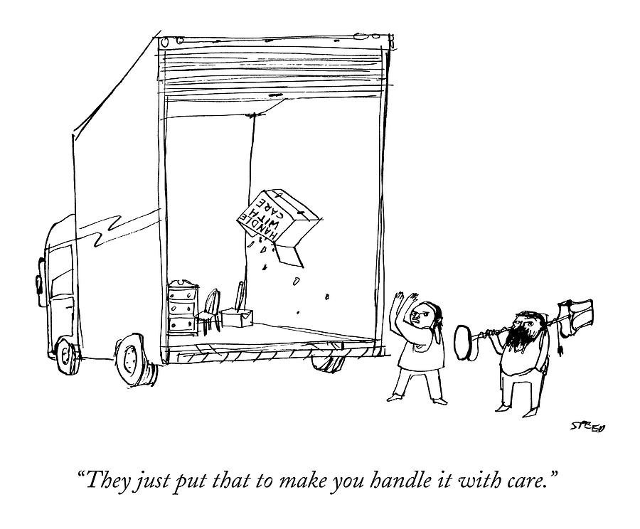 900x744 A Mover Throws A Box Into The Back Of A Moving Drawing - Moving Drawing