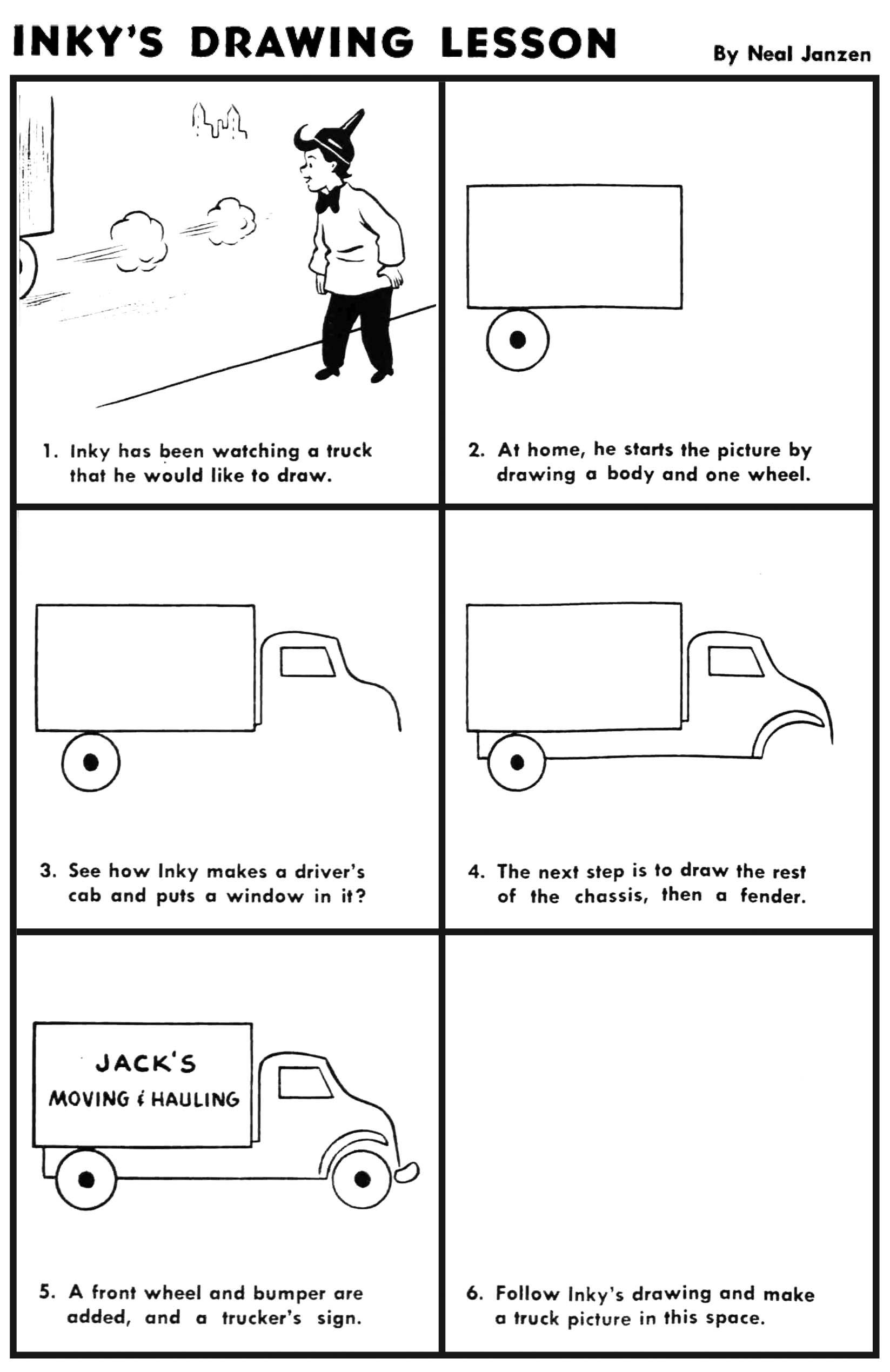 1647x2539 inky's drawing lesson moving truck art lessons drawings - Moving Truck Drawing