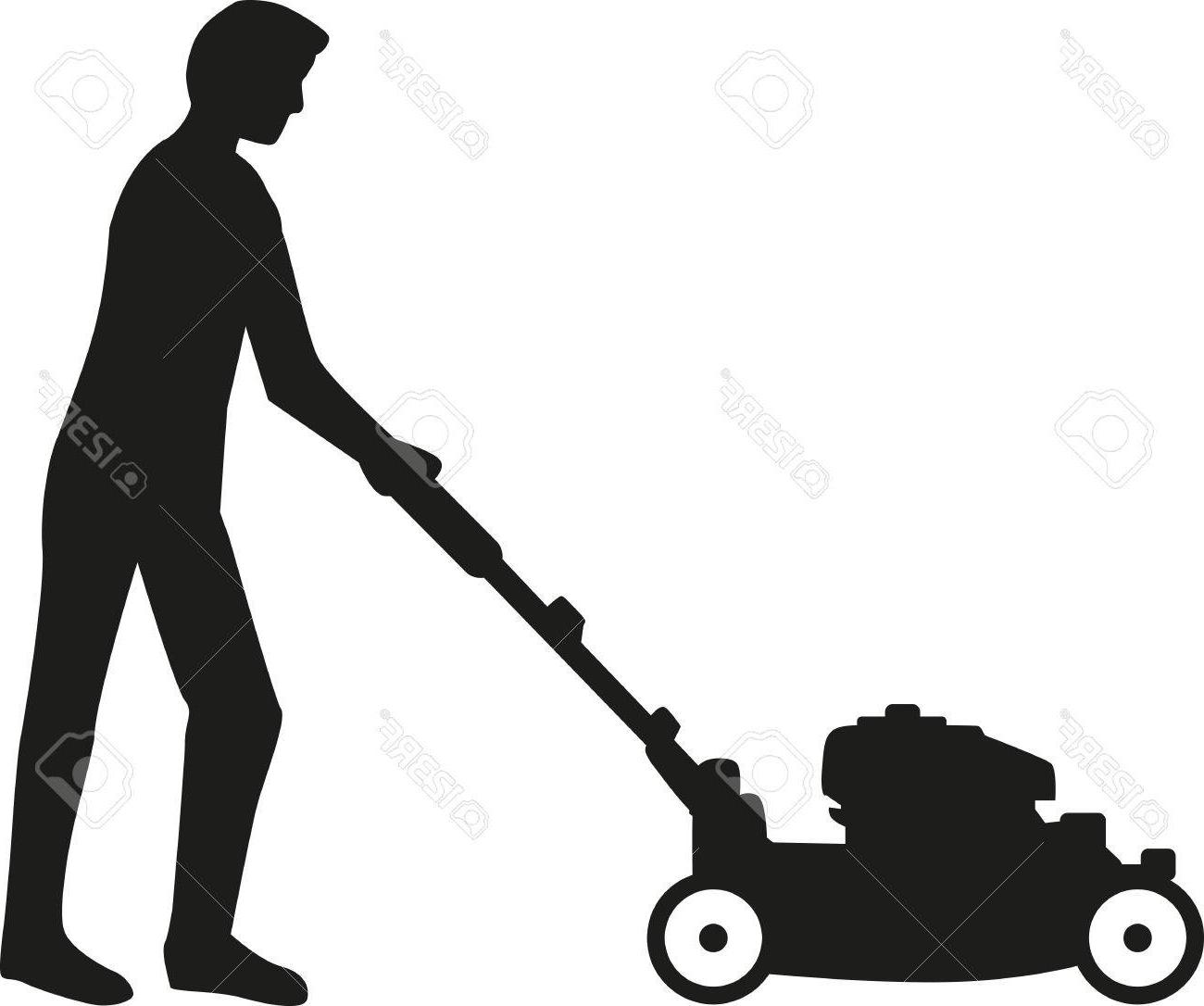 1300x1086 best man using lawn mower silhouette drawing - Mower Drawing