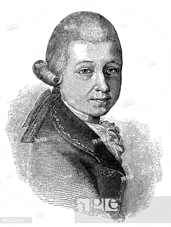 700x927 Historical Drawing From The Century, Portrait Of Wolfgang - Mozart Drawing