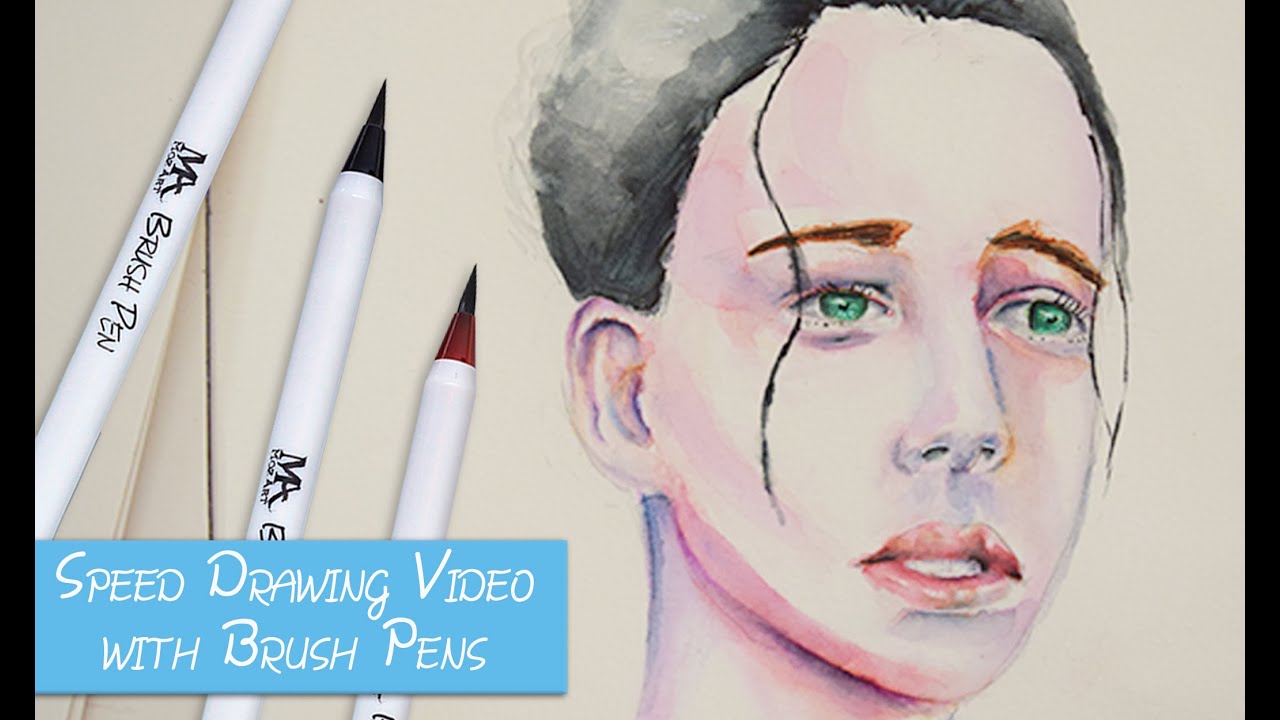 1280x720 speed drawing with brush pens and water time lapse - Mozart Drawing