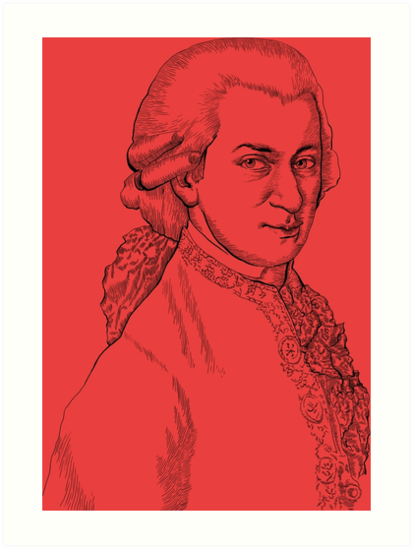 413x549 Wolfgang Amadeus Mozart Drawing Art Prints - Mozart Drawing