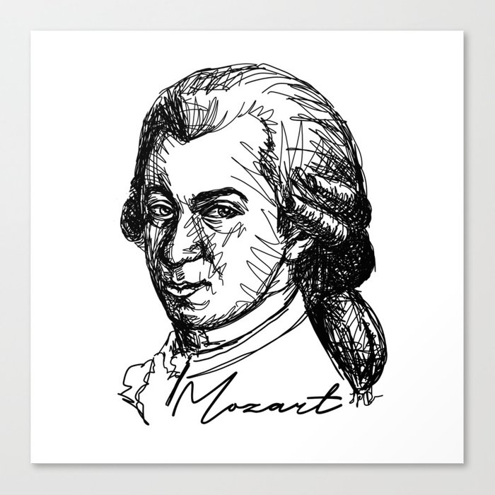 700x700 Wolfgang Amadeus Mozart Sketch Canvas Print - Mozart Drawing