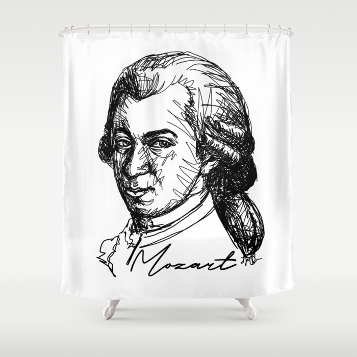 700x700 wolfgang amadeus mozart sketch shower curtain - Mozart Drawing